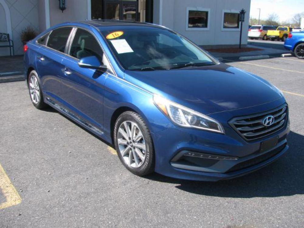 2016 Blue Hyundai Sonata Sport (5NPE34AF7GH) with an 2.4L L4 DOHC 16V engine, 6-Speed Automatic transmission, located at 2443 Albert Pike, Hot Springs, AR, 71913, (501) 623-6255, 34.492222, -93.109993 - Photo #0